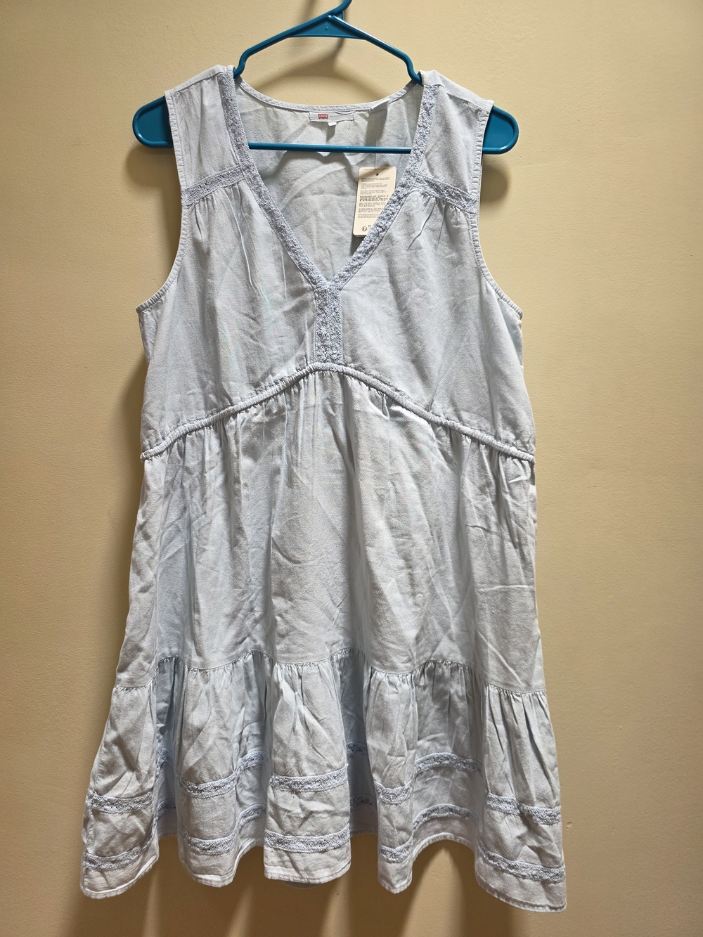 Levi's Lulu Mini Dress Light Blue Size L NWT